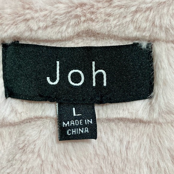 Joh Light Pink Ribbed Faux Fur Coat Size Large Open Front - Picture 7 of 9